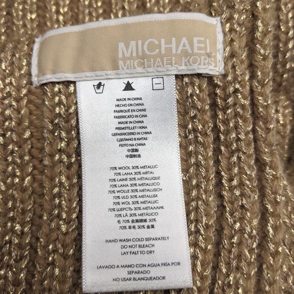 Michael Kors Camel Gold Scarf Knitted One Size Brown Beige Scarf - Picture 4 of 6